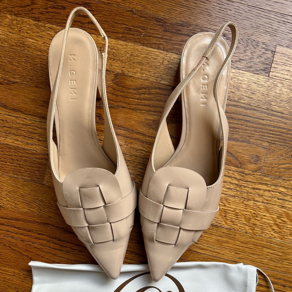 NWT M. Gemi Woven Patent Slingback Flats**